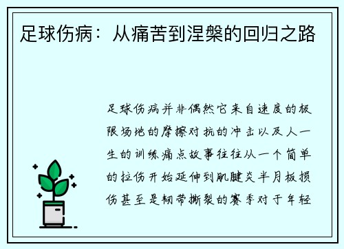 足球伤病：从痛苦到涅槃的回归之路